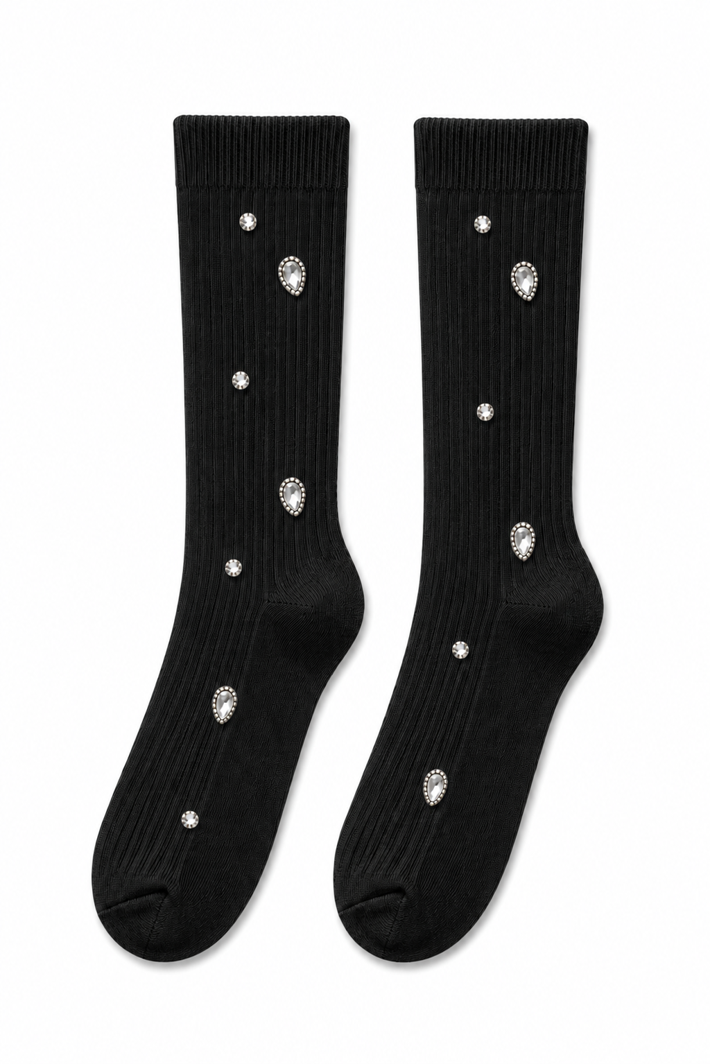 Crystal Sparkly Diamond Kiss Socks Black