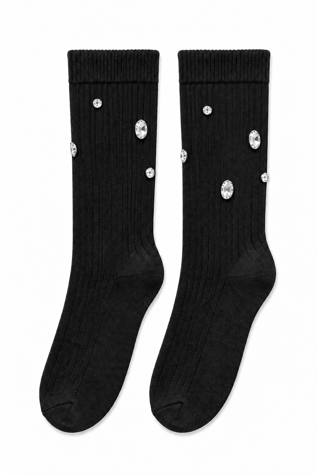Crystal Sparkly Diamond Kiss Socks Black