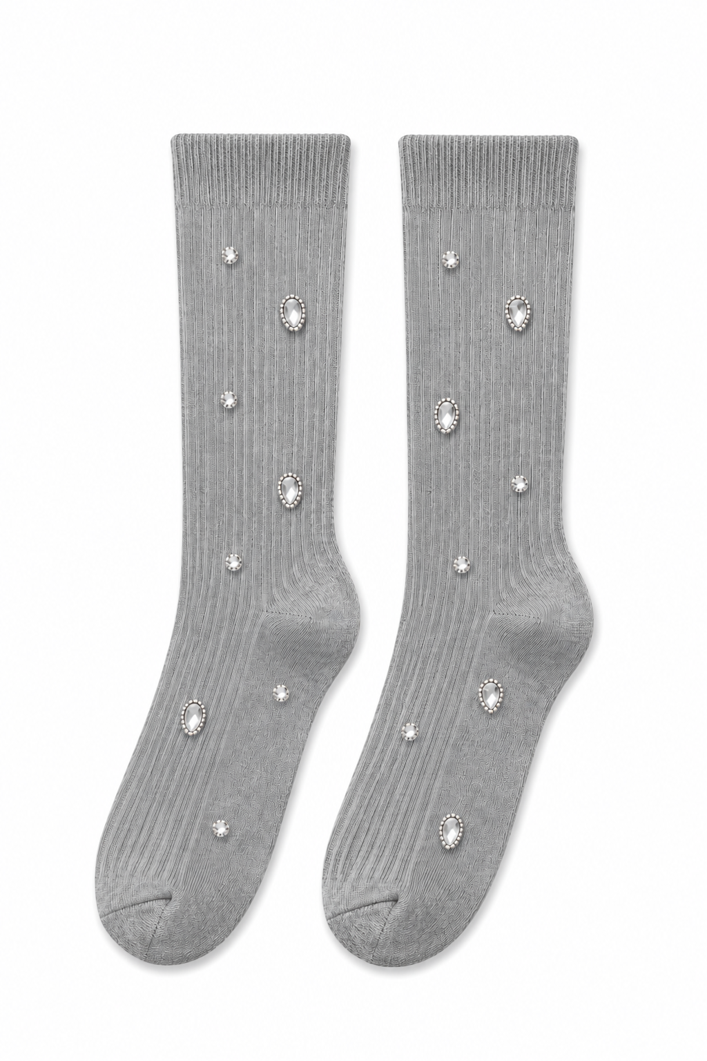 Crystal Sparkly Diamond Kiss Socks Grey