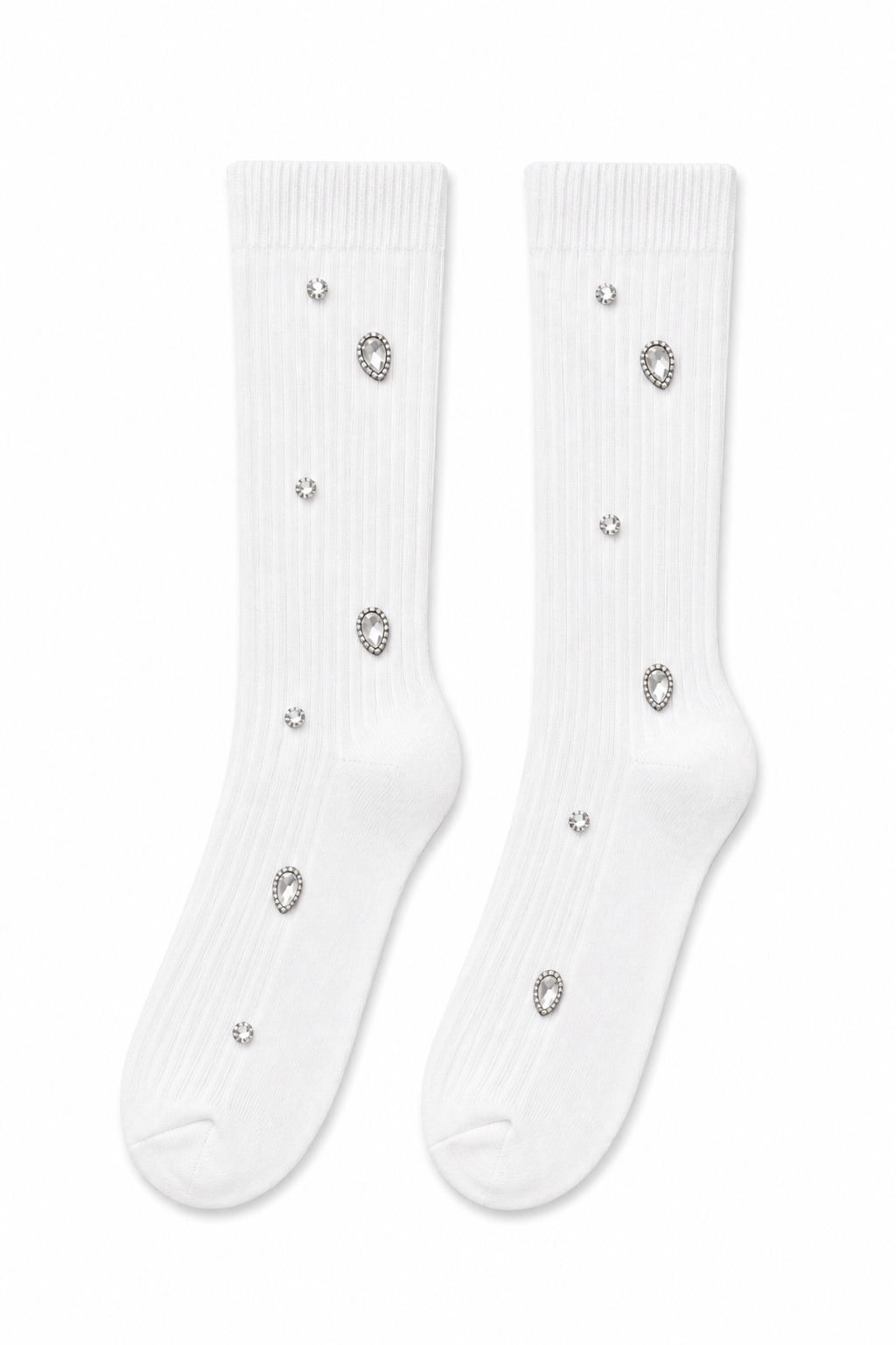 Crystal Sparkly Diamond Kiss Socks White