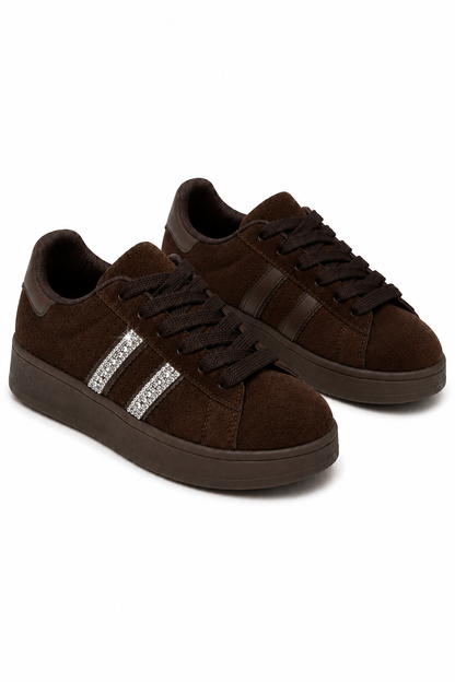 Crystal Stripe Trainers Limited Edition Brown