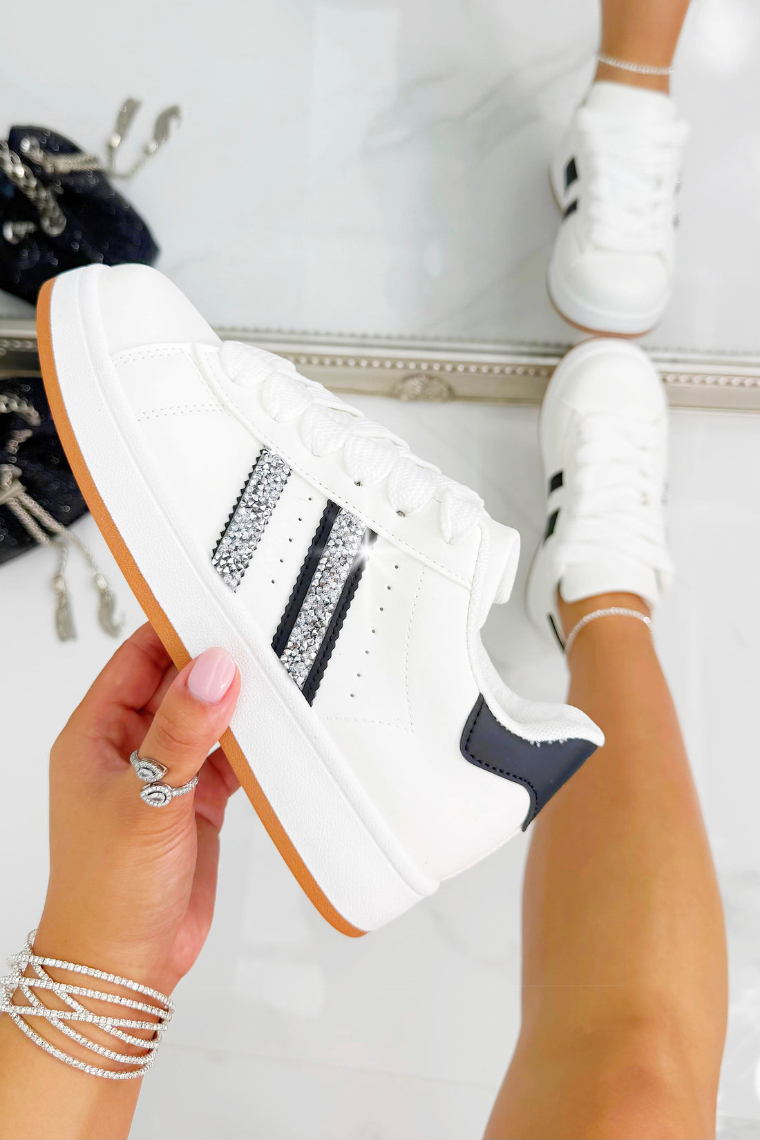 Crystal Stripe Trainers Limited Edition White