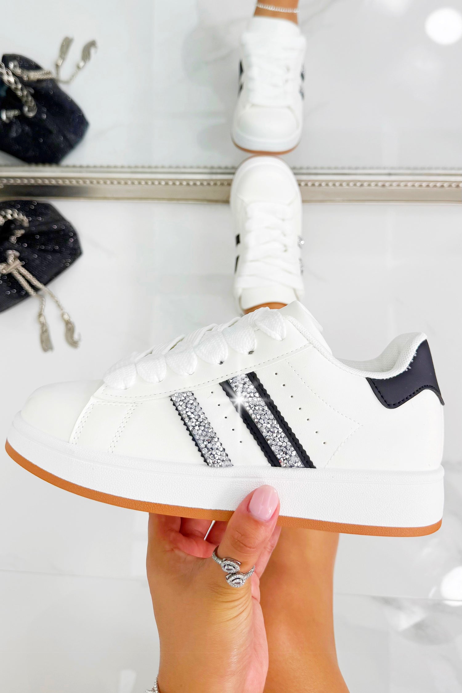 Crystal Stripe Trainers Limited Edition White
