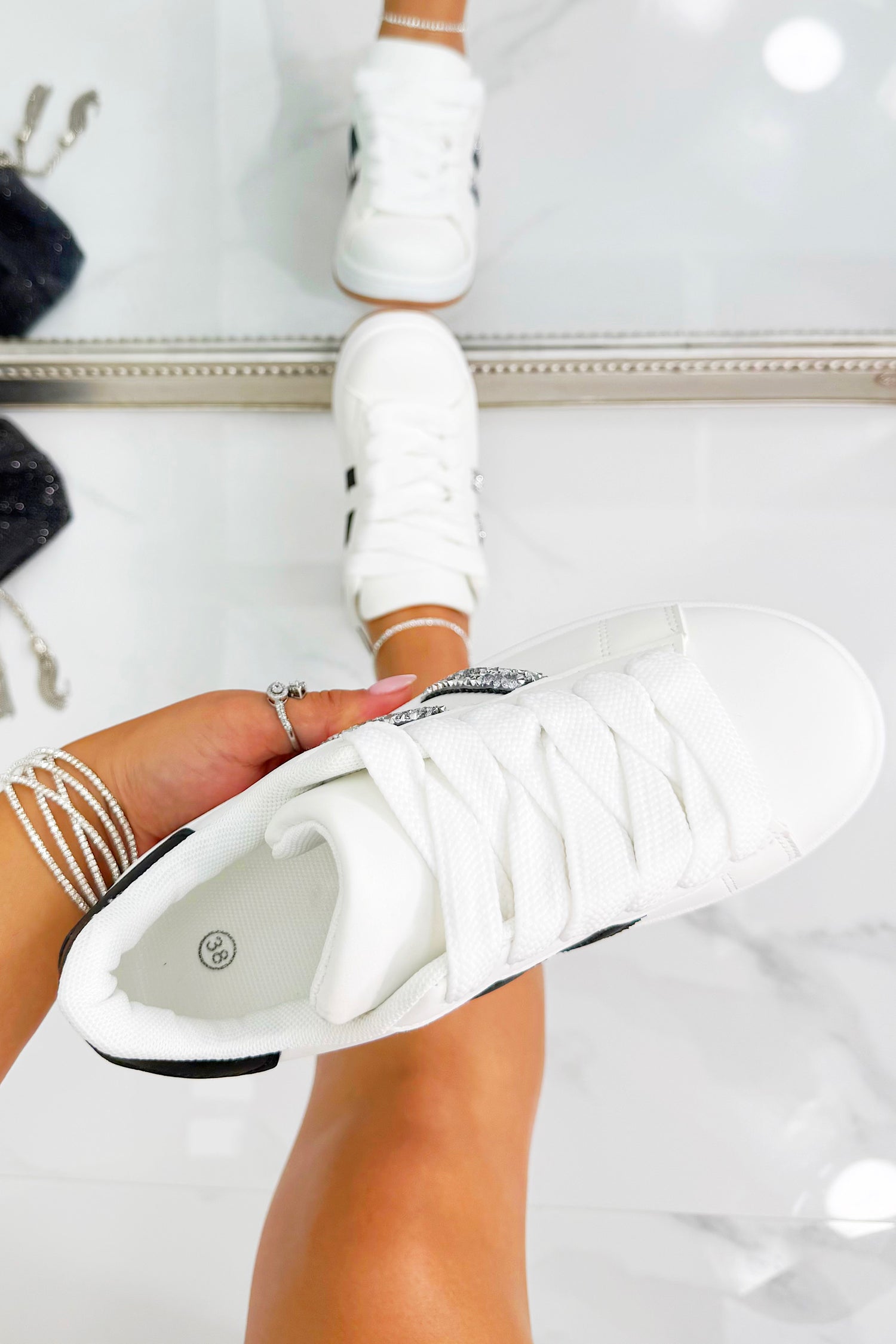 Crystal Stripe Trainers Limited Edition White