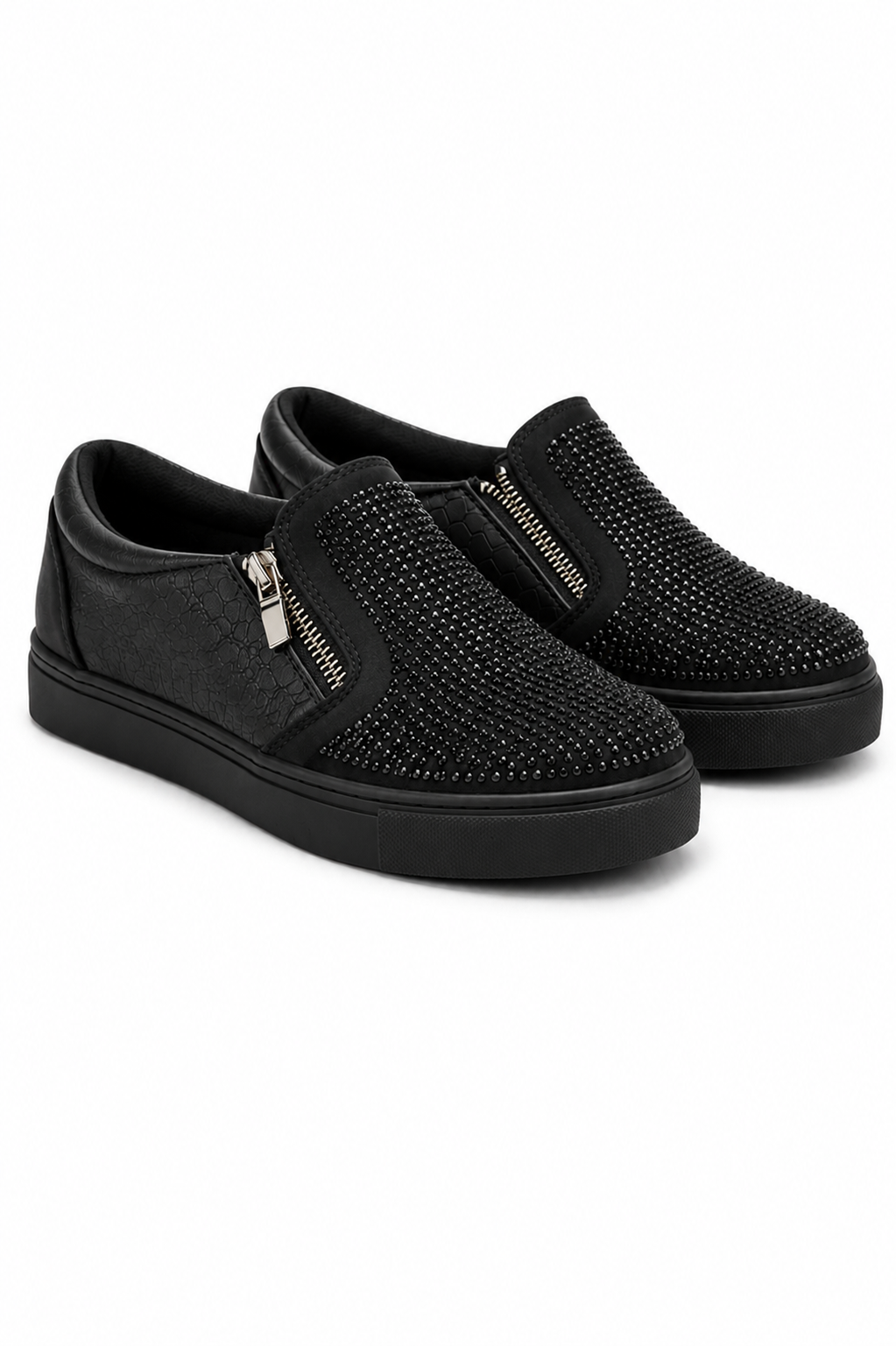 Crystal Suede Zip Pumps Black Trainers