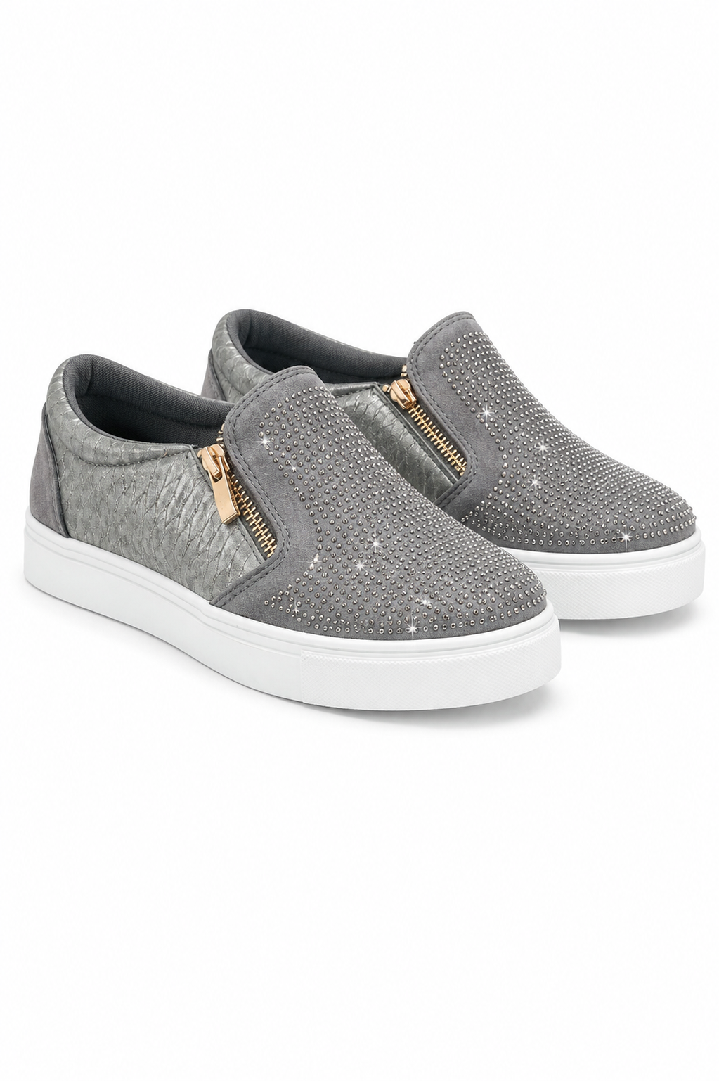 Crystal Suede Zip Pumps Grey Trainers