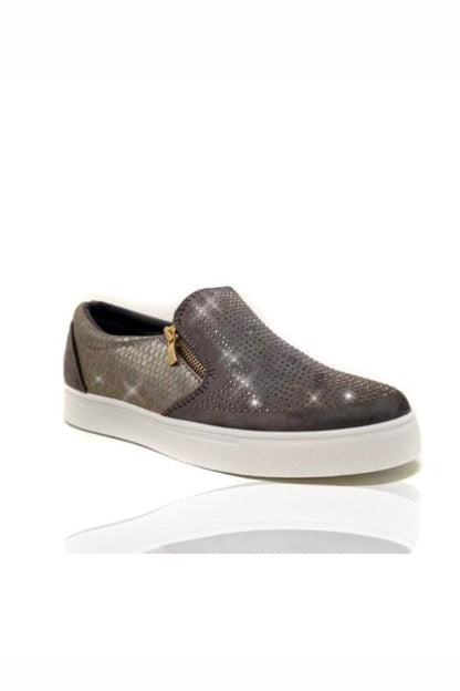 Crystal Suede Zip Pumps Grey Trainers