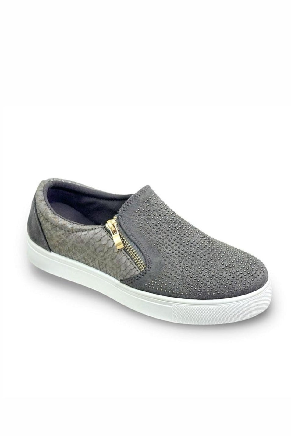 Crystal Suede Zip Pumps Grey Trainers