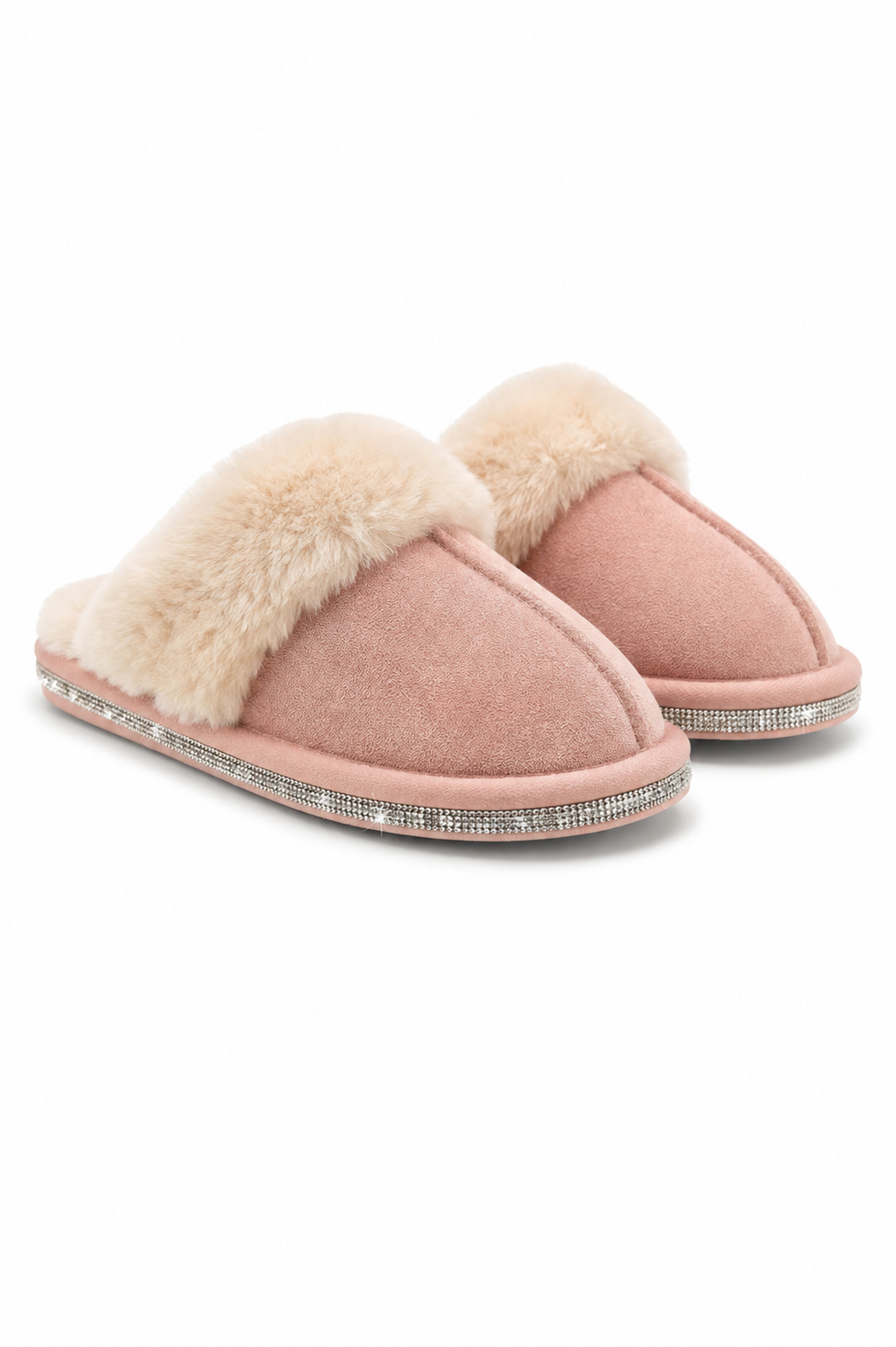 Crystal Trim Cosy Slippers Pink
