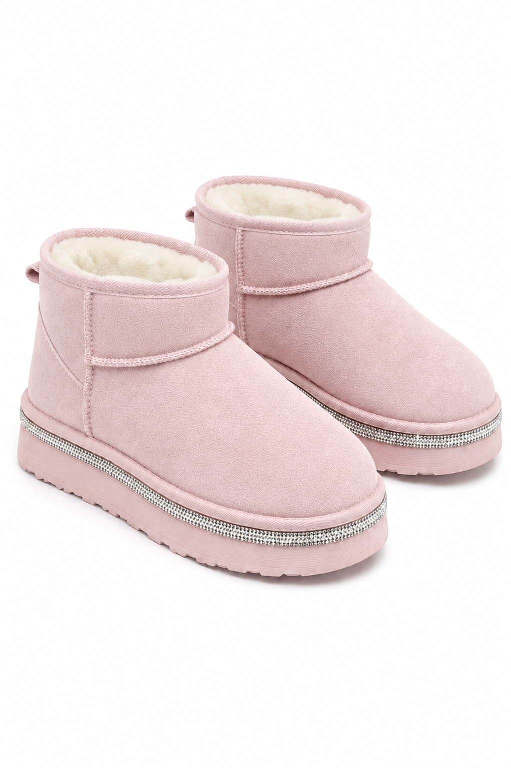 Crystal Trim Platform Ultra Mini Snugg Boots Baby Pink