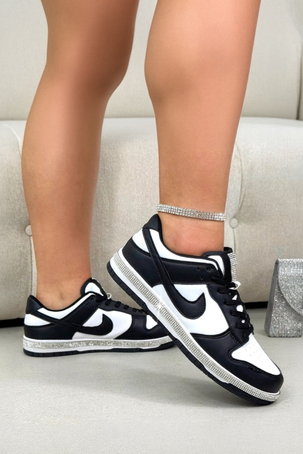 Crystal Trim Sporty Trainers Slimline Edition Black