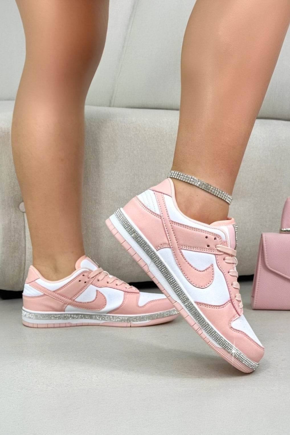 Crystal Trim Sporty Trainers Slimline Edition Candy Pink