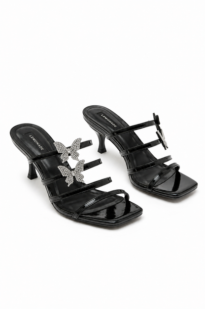 Crystal Trixie Butterfly Heels Black