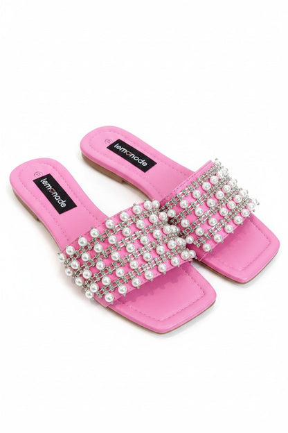 Crystal and Pearl Sliders Pink
