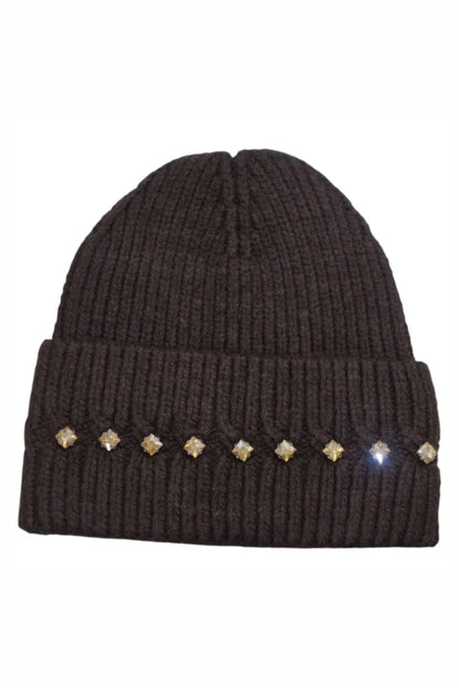 Marnie Wool Blend Sparkly Beanie &amp; Gloves Set Dark Brown
