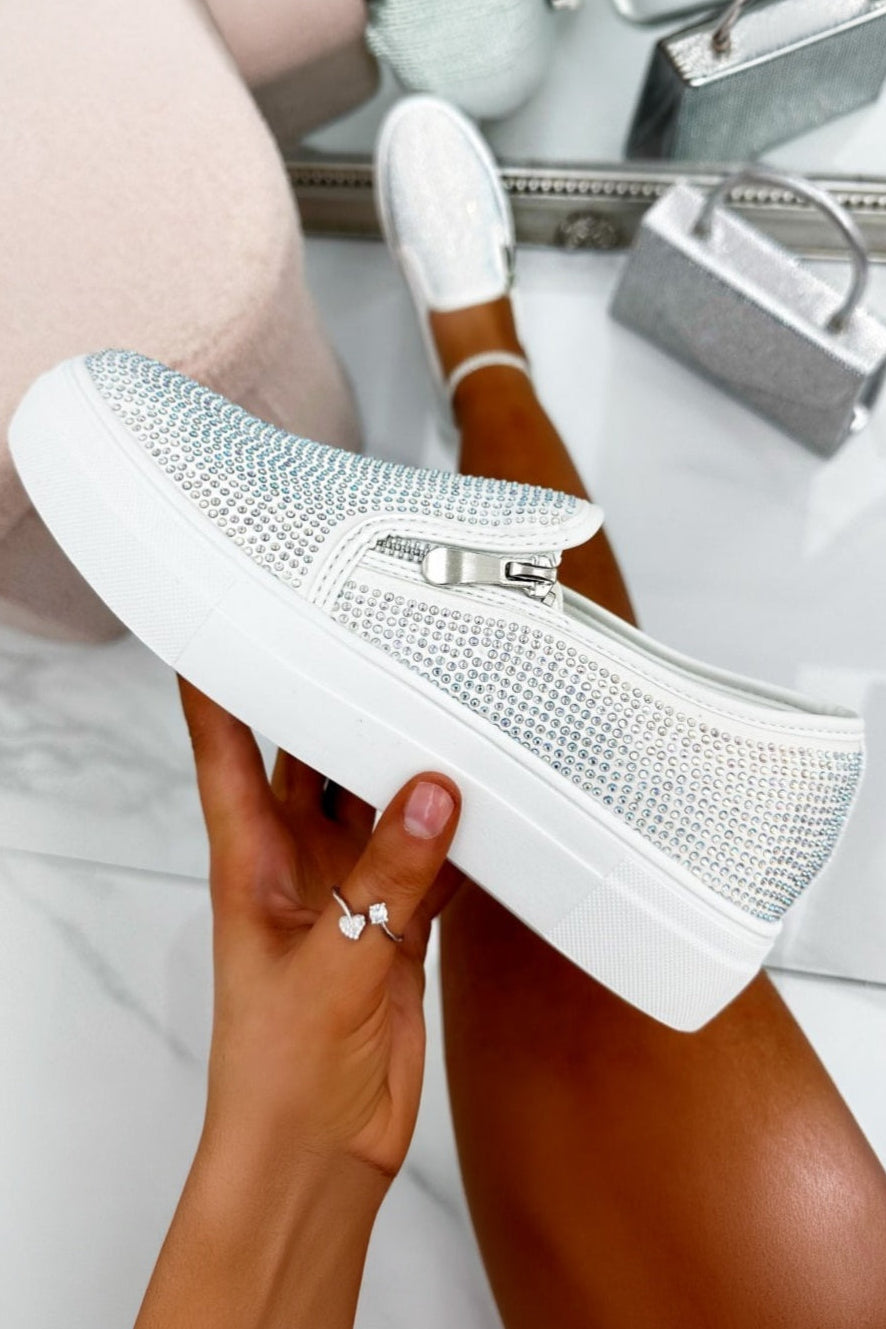 Crystal Deluxe Zip Pumps Limited Edition Trainers White
