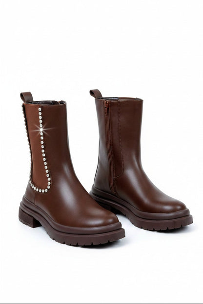 Crystal Drift Luxe Chelsea Boots Brown