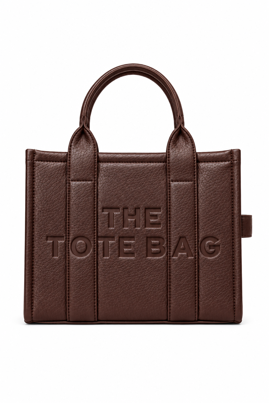 Faux Leather Medium Tote Bag Coffee Brown