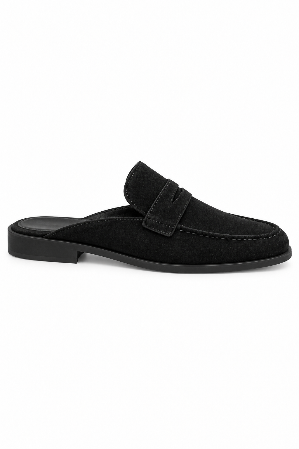 Margot Faux Suede Open Back Mule Loafers Black