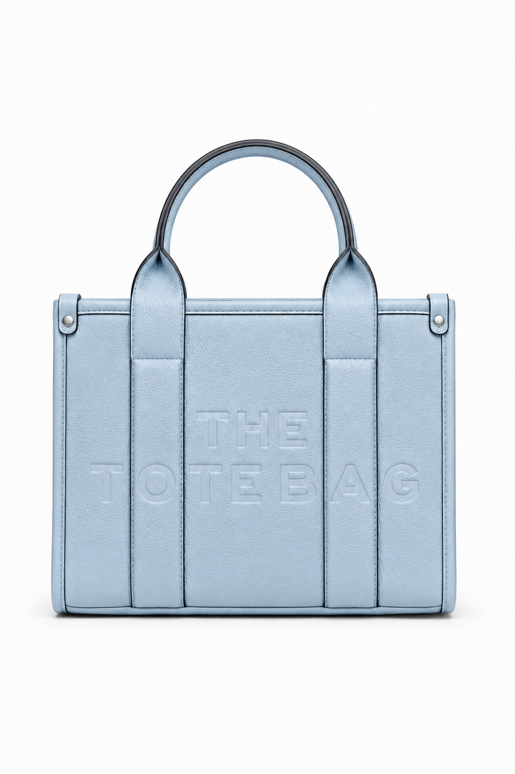 Faux Leather Medium Tote Bag Blue