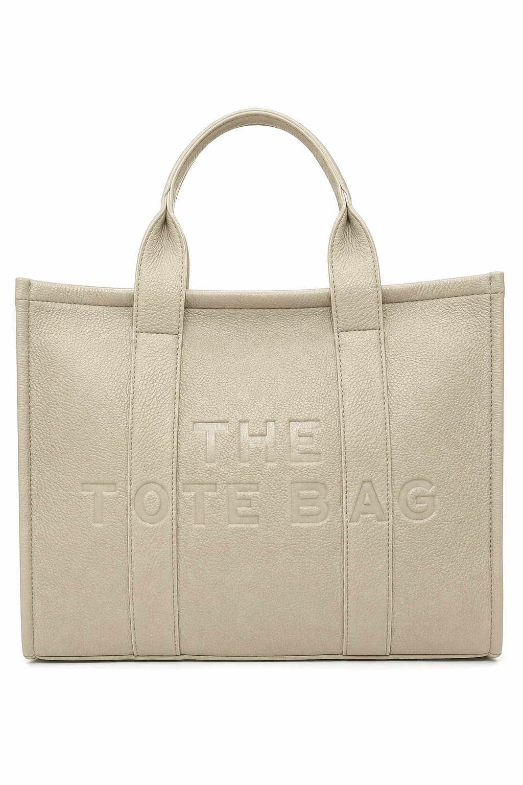 Faux Leather Large Tote Bag Beige