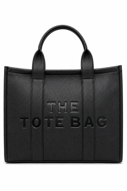 Faux Leather Large Tote Bag Black