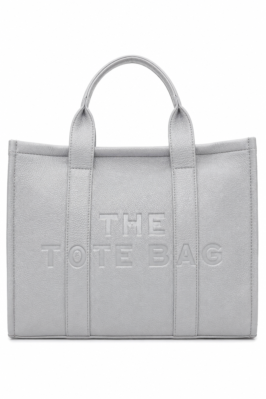 Faux Leather Large Tote Bag Grey