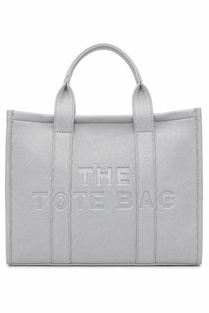 Faux Leather Large Tote Bag Grey