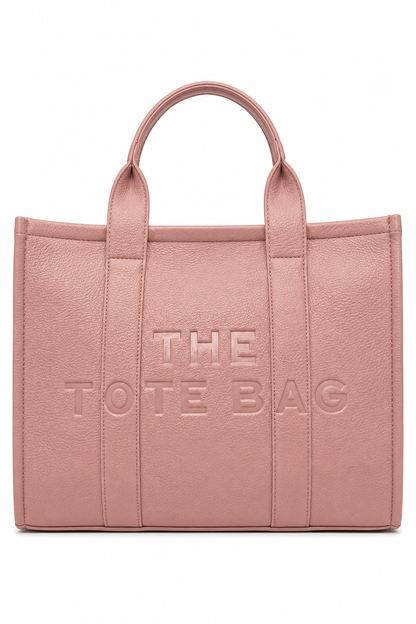 Faux Leather Large Tote Bag Pink