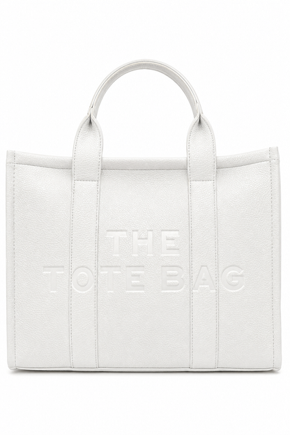 Faux Leather Large Tote Bag White