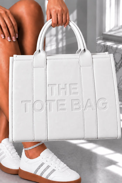 Faux Leather Large Tote Bag White