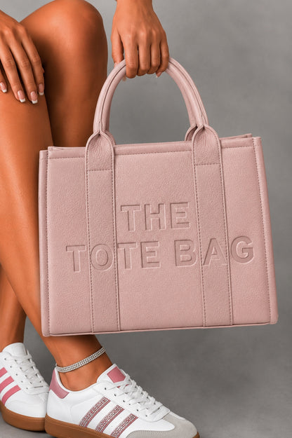 Faux Leather Medium Tote Bag Baby Pink
