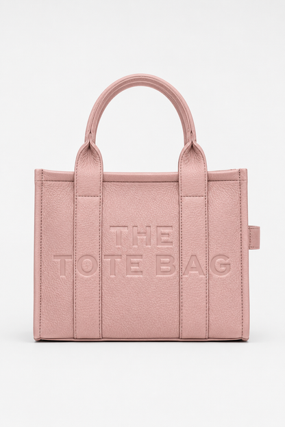 Faux Leather Medium Tote Bag Baby Pink