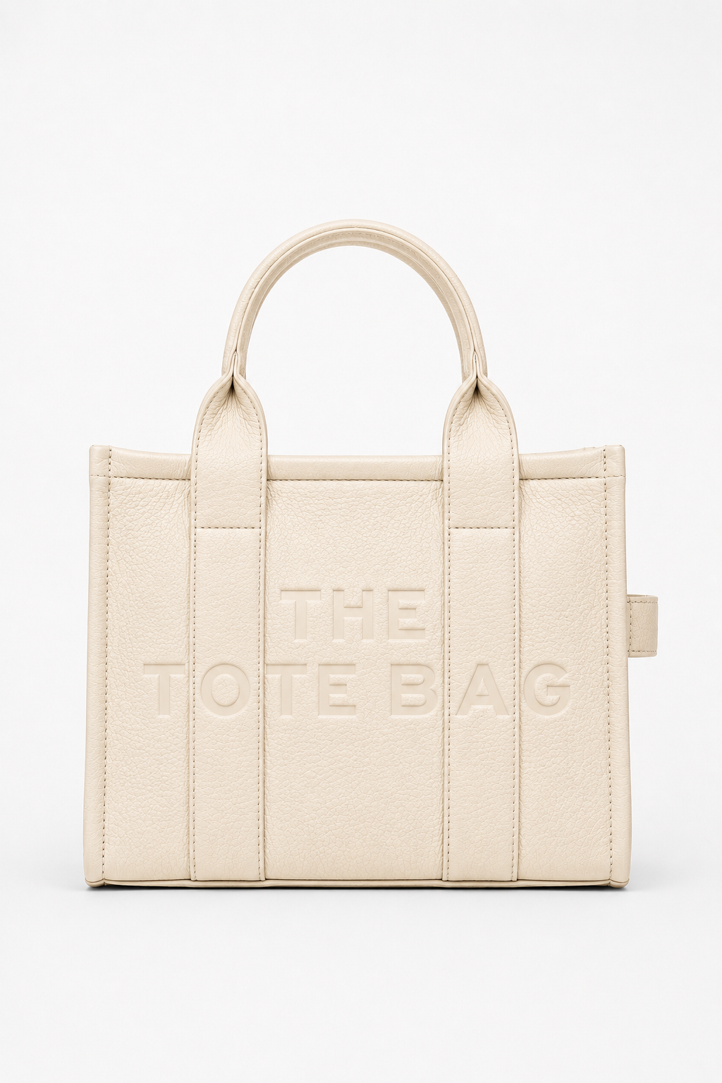 Faux Leather Medium Tote Bag Beige
