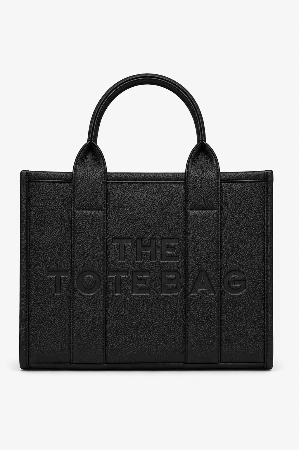 Faux Leather Medium Tote Bag Black