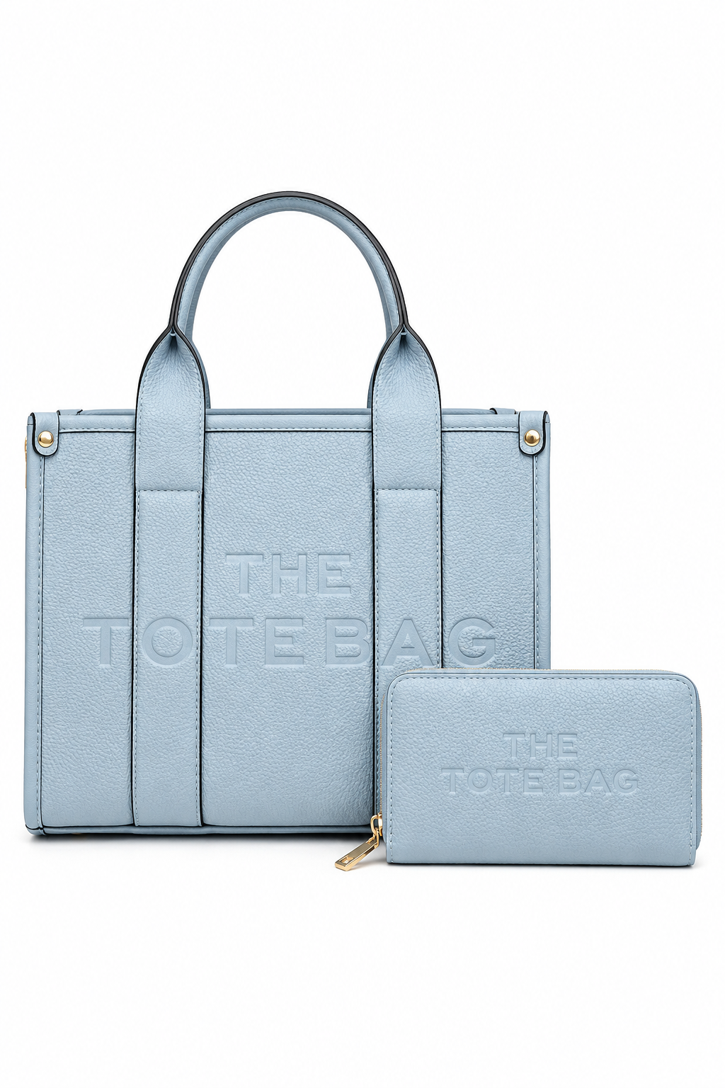 Faux Leather Medium Tote Bag Blue &amp; Faux Leather Everyday Wallet Tote Purse Blue Bundle