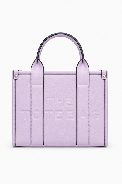 Faux Leather Medium Tote Bag Lilac