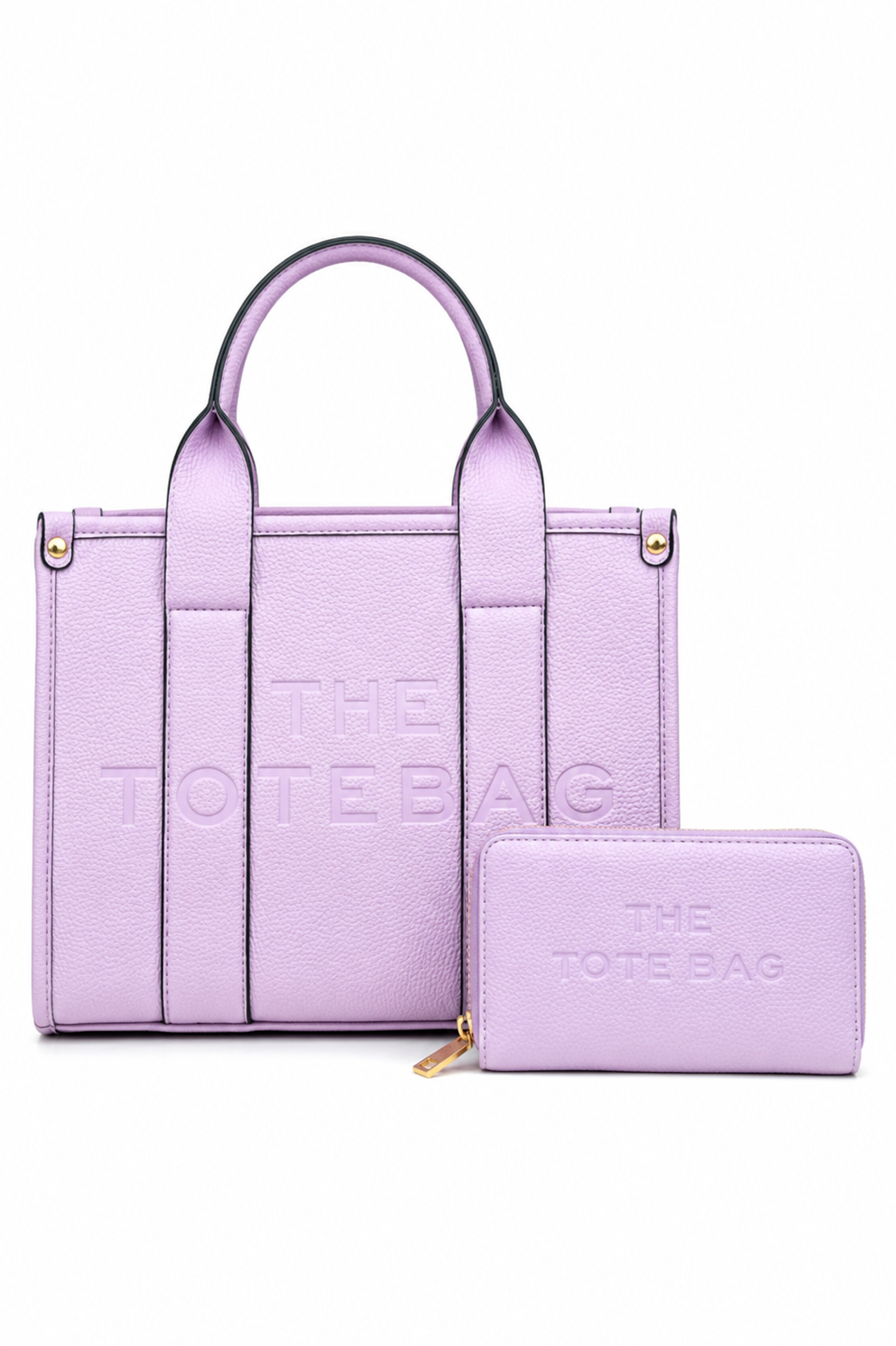 Faux Leather Medium Tote Bag Lilac &amp; Faux Leather Everyday Wallet Tote Purse Lilac Bundle