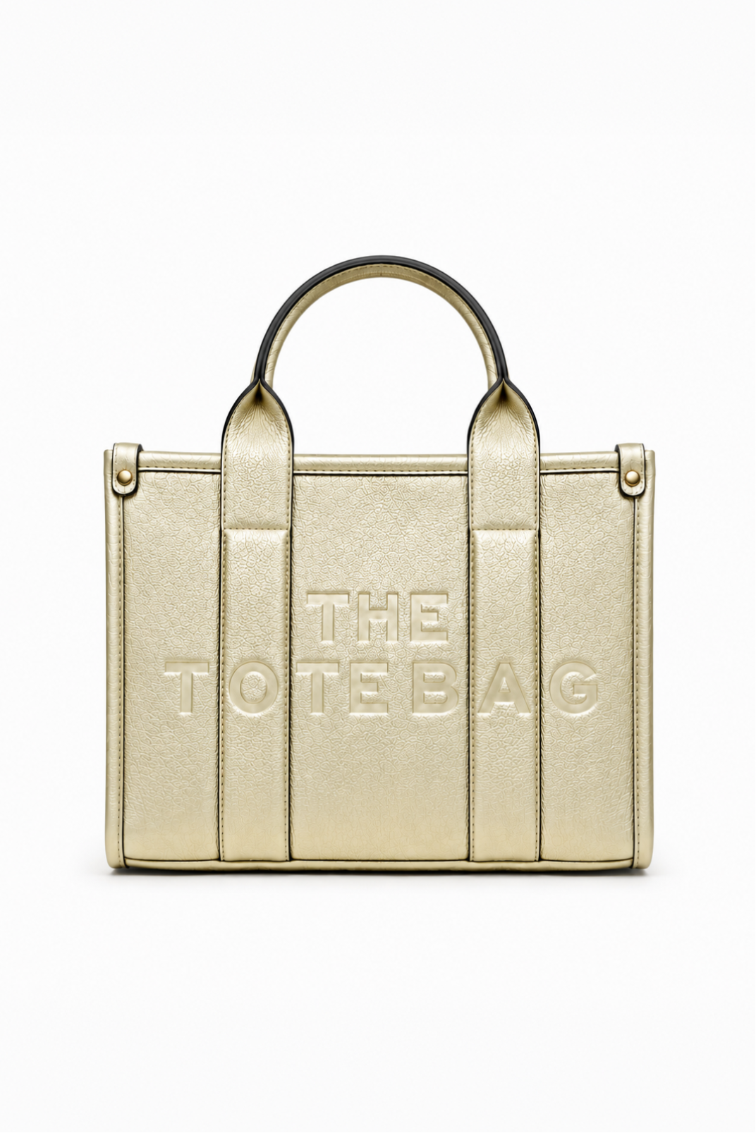 Faux Leather Medium Tote Bag Metallic Gold