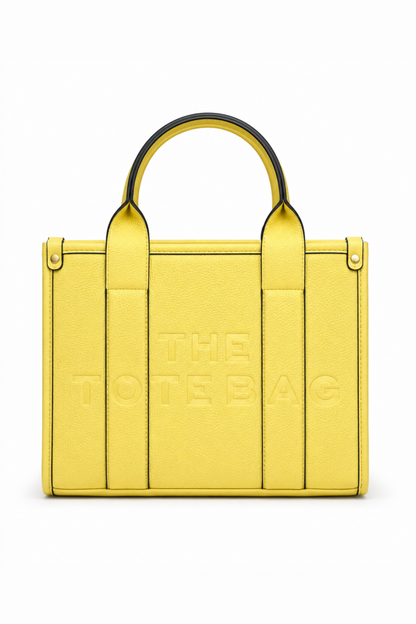 Faux Leather Medium Tote Bag Yellow