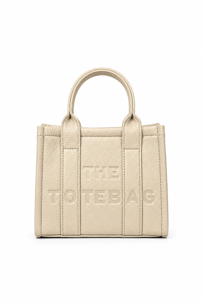 Faux Leather Mini Tote Bag Beige