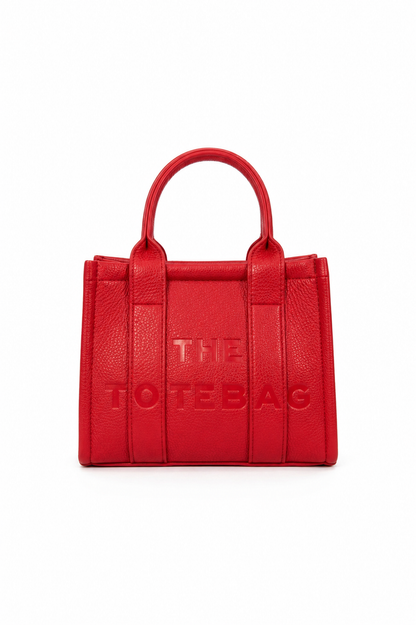 Faux Leather Mini Tote Bag Red