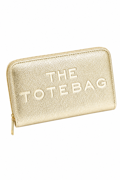 Medium Zip Up The Tote Bag Purse Metallic Gold