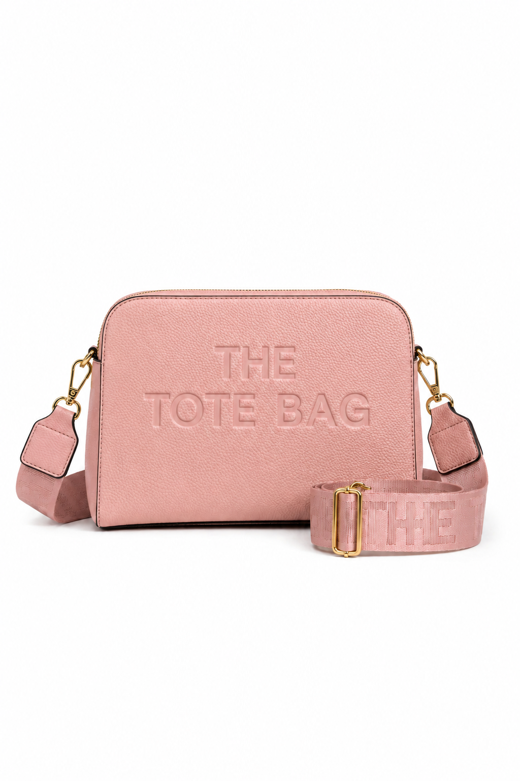Faux Leather Triple Compartment Everyday Crossbody Tote Bag Baby Pink