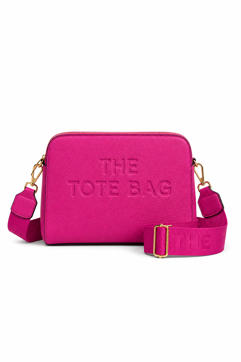 Faux Leather Triple Compartment Everyday Crossbody Tote Bag Hot Pink