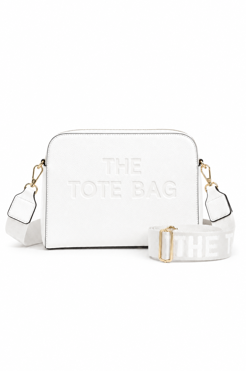 Faux Leather Triple Compartment Everyday Crossbody Tote Bag White