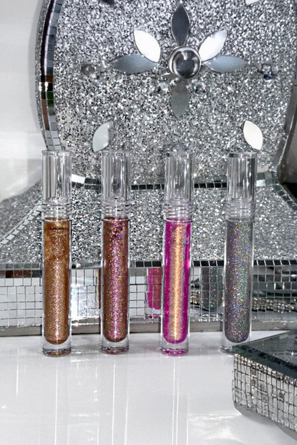 Sparkle Lip Gloss Set of 4 featuring disco Silver - A silver sparkly gloss with a cool, high-shine finish