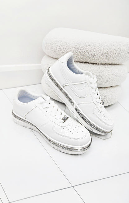 Crystal Trim Sporty Trainers White