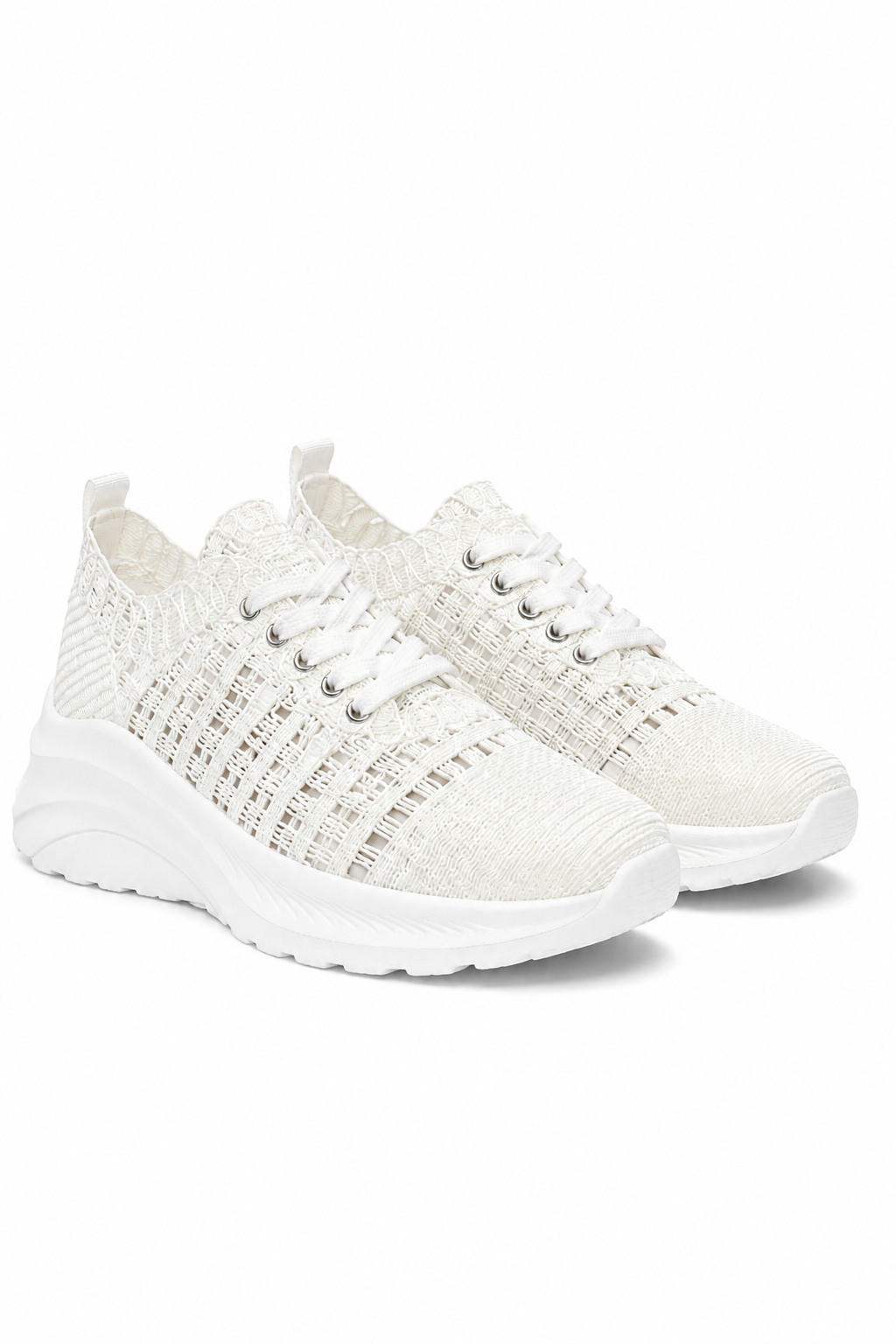 Flex Cloud Knit Mesh Lace-Up Chunky Trainers White