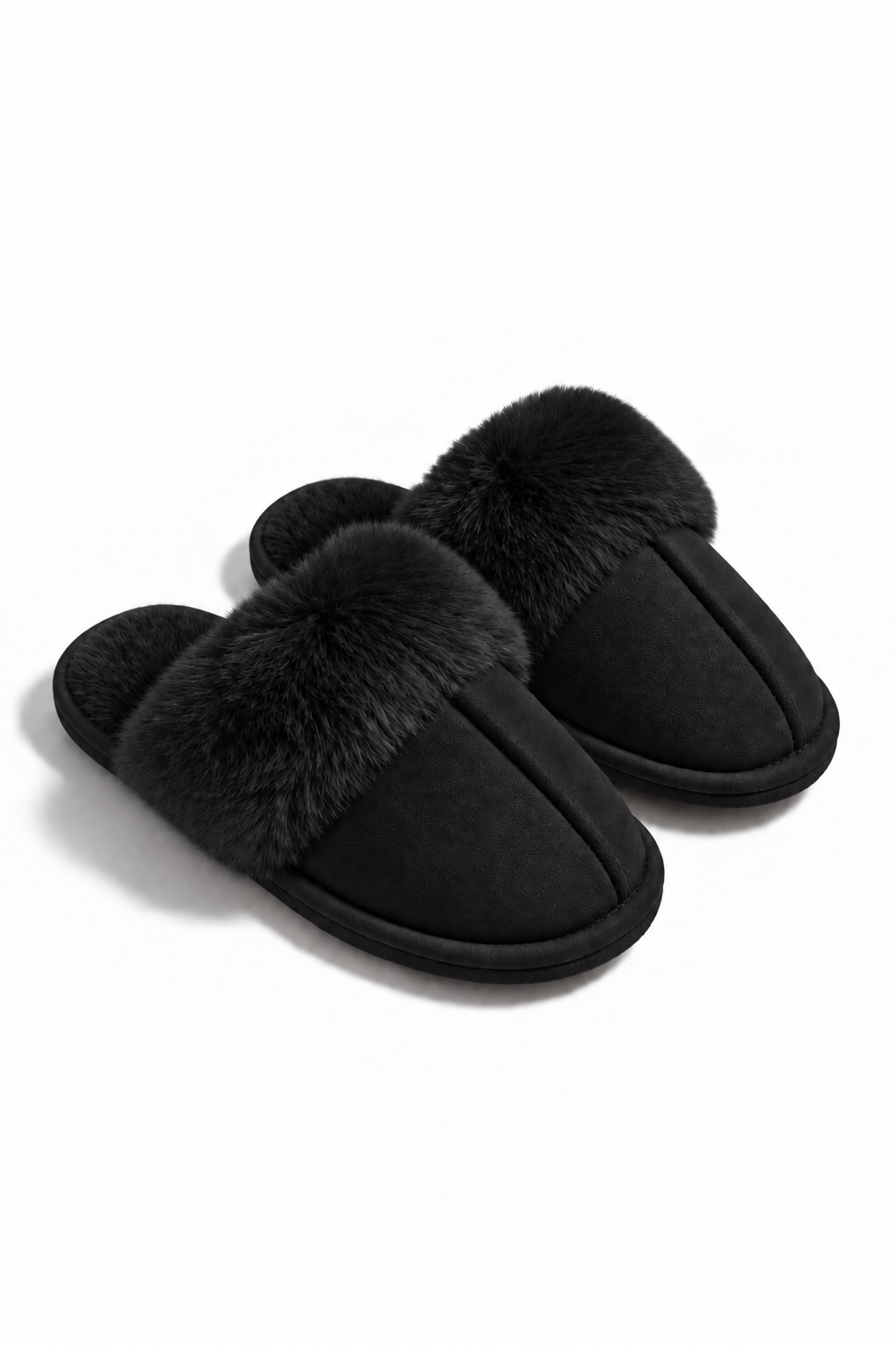 Comfort Cloud Nine Faux Fur Trim Mule Slippers Black